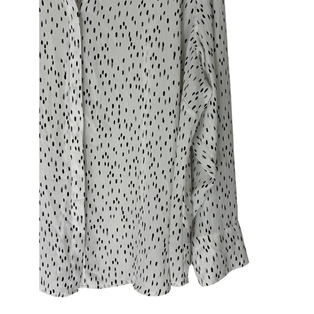 Worthington Woman White & Black Long Sleeve V-neck Collar Blouse Top Size 4X - Picture 4 of 10